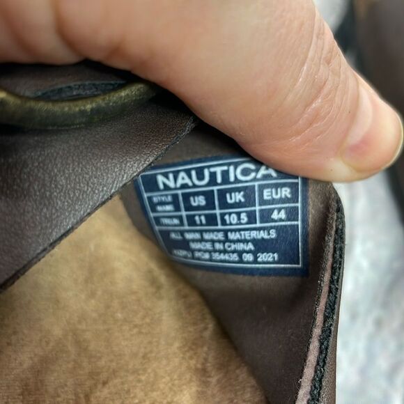 Nautica Men’s Sandals Slip on with wide two straps and buckle size 11 Brown - Picture 8 of 12